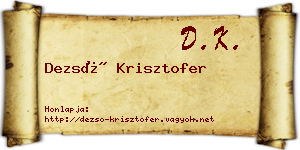 Dezső Krisztofer névjegykártya